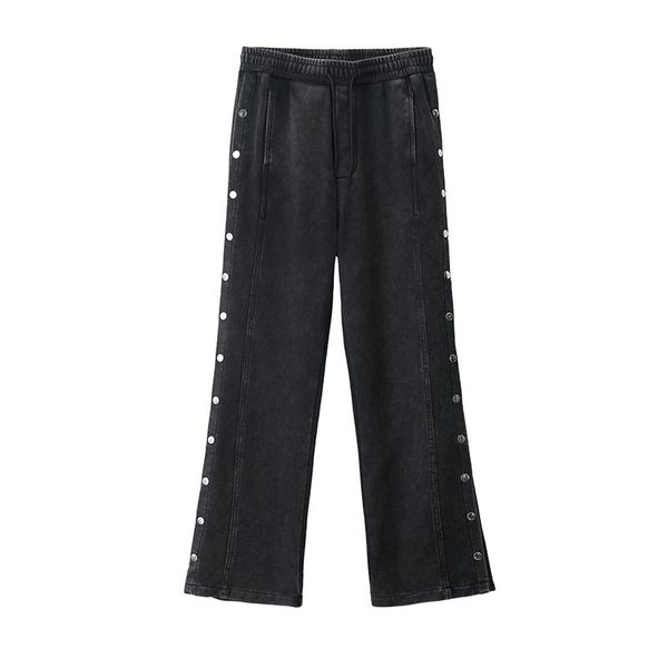 men's pants harajuku high street side button washed casual men and women straight drawstring loose sweat hip hop flared trousers, Black
men's pants harajuku high street side button washed casual men and women straight drawstring loose sweat hip hop flared trousers, Black