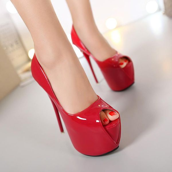 dress shoes genuine leather ultra 16cm pumps women peep toe platform high heels stiletto solid color wedding model summer, Black
dress shoes genuine leather ultra 16cm pumps women peep toe platform high heels stiletto solid color wedding model summer, Black