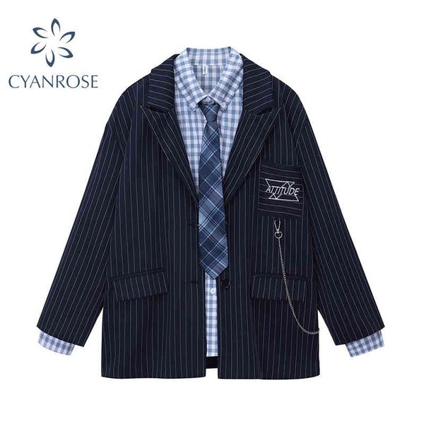 vintage striped blazers women england style autumn winter fashion korean single breasted female casual coat blazer feminino 210417, White;black
vintage striped blazers women england style autumn winter fashion korean single breasted female casual coat blazer feminino 210417, White;black