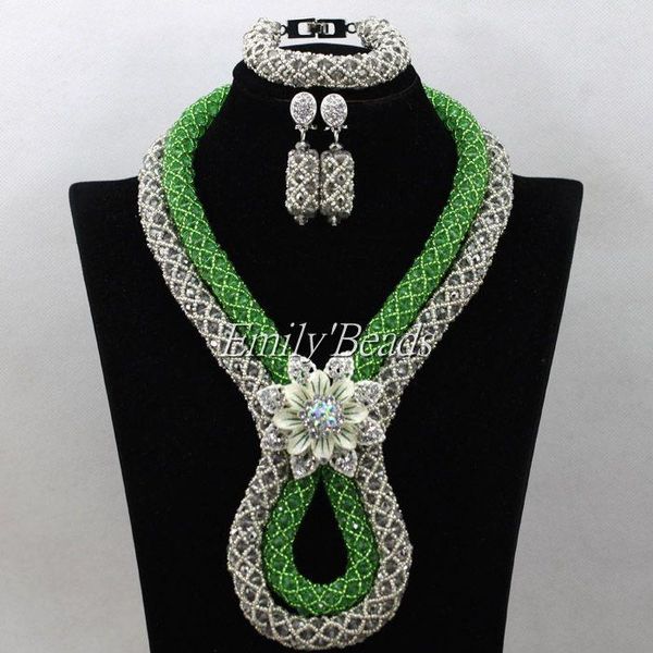earrings & necklace silver grey/green african crystal beads bridal bracelet set handmade nigerian wedding jewelry aij827
earrings & necklace silver grey/green african crystal beads bridal bracelet set handmade nigerian wedding jewelry aij827