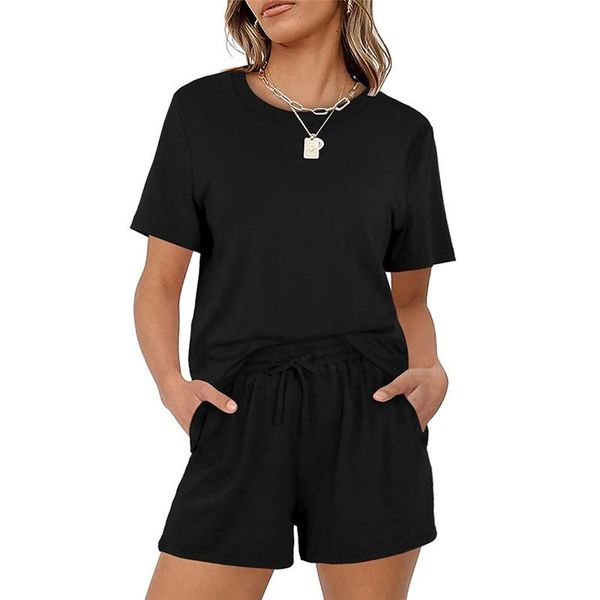 women's tracksuits 2021 summer casual solid color short-sleeved elastic lace-up pocket women set, Gray
women's tracksuits 2021 summer casual solid color short-sleeved elastic lace-up pocket women set, Gray