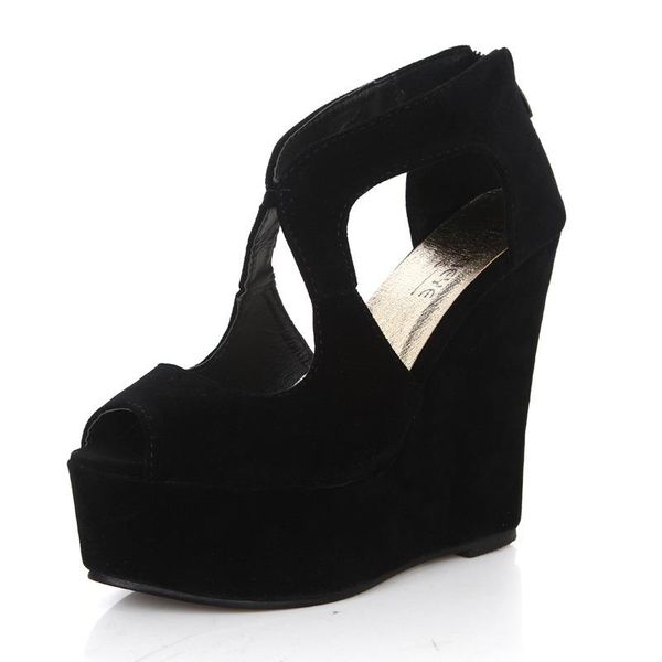 in nicesummer platform high-heeled shoes sandals female classic lacing open toe wedges women, Black
in nicesummer platform high-heeled shoes sandals female classic lacing open toe wedges women, Black