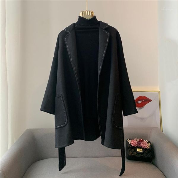 spring elegant office work arch-needle women's double-sided woolen long suit jacket coat wool & blends, Black
spring elegant office work arch-needle women's double-sided woolen long suit jacket coat wool & blends, Black