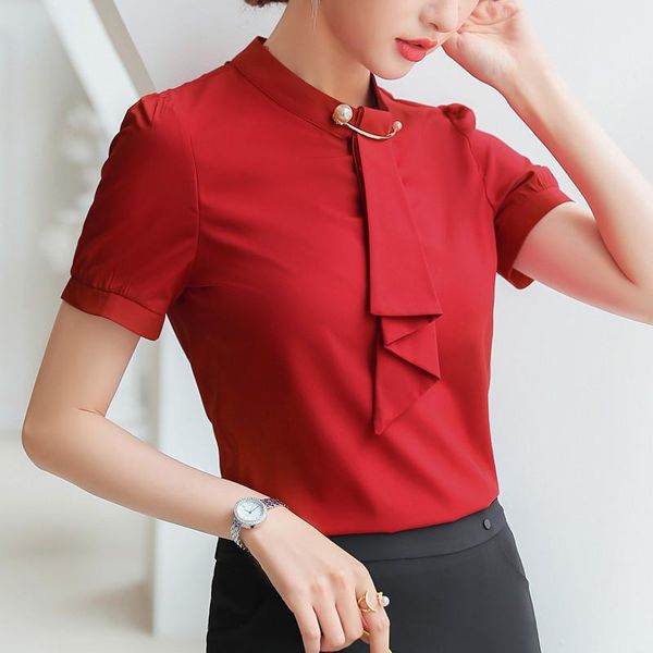 elegant women temperament business short sleeve red shirt summer stand collar slim chiffon blouses office lady plus size women's & shi, White
elegant women temperament business short sleeve red shirt summer stand collar slim chiffon blouses office lady plus size women's & shi, White