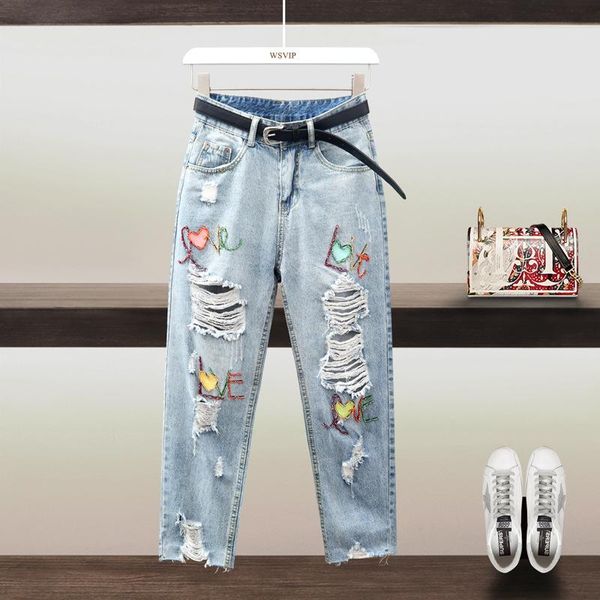 women's jeans europe station autumn 2021 heavy industry beaded fashion ripped women straight tube nine points harlan pants tide, Blue
women's jeans europe station autumn 2021 heavy industry beaded fashion ripped women straight tube nine points harlan pants tide, Blue