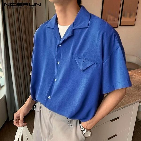 men's casual shirts fashion men shirt solid color turn down collar short sleeve button leisure camisa masculina streetwear 2021 inceru, White;black
men's casual shirts fashion men shirt solid color turn down collar short sleeve button leisure camisa masculina streetwear 2021 inceru, White;black