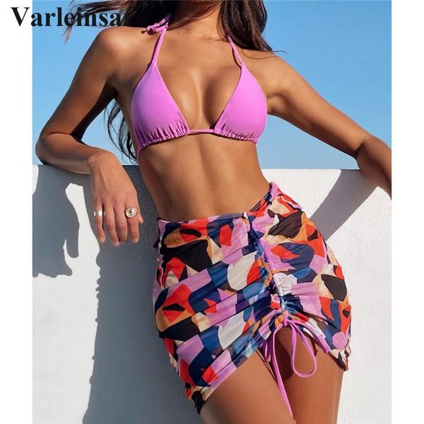 women's swimwear halter thong bikini women female swimsuit three-pieces set with colorful skirt bather bathing suit swim v2959, White;black
women's swimwear halter thong bikini women female swimsuit three-pieces set with colorful skirt bather bathing suit swim v2959, White;black