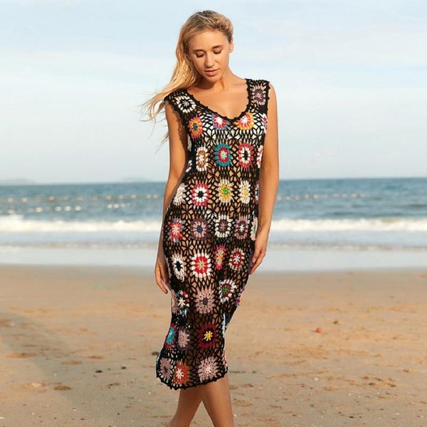 women's swimwear colorful knitted cover up bikini women swimsuit hollow out 2021 beach dress bathing suit beachwear tunic robe, White;black
women's swimwear colorful knitted cover up bikini women swimsuit hollow out 2021 beach dress bathing suit beachwear tunic robe, White;black