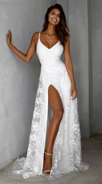lace spaghetti straps high slit boutique prom evening dress 2022 boho a-line v-neck beach bride dresses robe de soiree bridal gown vestidos, Black
lace spaghetti straps high slit boutique prom evening dress 2022 boho a-line v-neck beach bride dresses robe de soiree bridal gown vestidos, Black