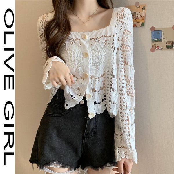 women's blouses & shirts girl blouse korean fashion hook flower loose chic button crop square collar hollow out women long sleeve, White
women's blouses & shirts girl blouse korean fashion hook flower loose chic button crop square collar hollow out women long sleeve, White