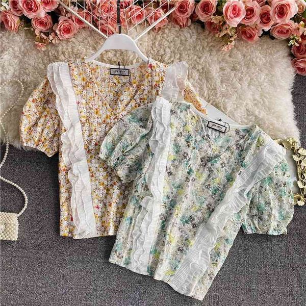women's knits & tees summer elegant embroidery lace ruffled v-neck floral blouse shirt puff sleeve short womens for women, White
women's knits & tees summer elegant embroidery lace ruffled v-neck floral blouse shirt puff sleeve short womens for women, White