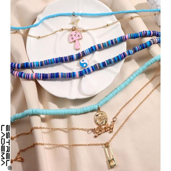 chains fashion multi-layer natural shell soft clay beads choker necklaces for women pearl cross yin yang coin pendant necklace jewelry, Silver