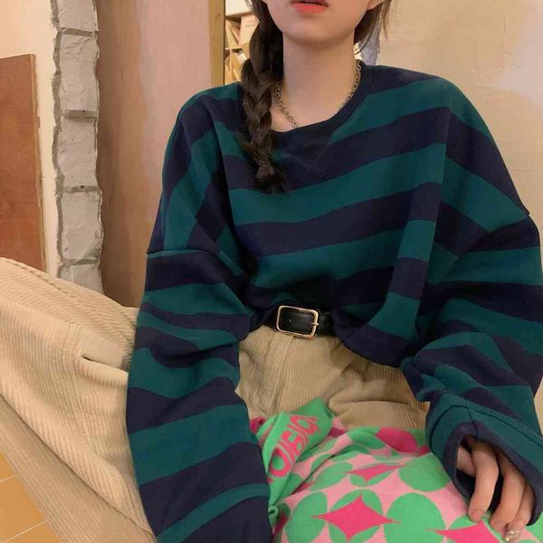 lazy striped women's autumn and winter sleeve round neck versatile thin long top, Black
lazy striped women's autumn and winter sleeve round neck versatile thin long top, Black