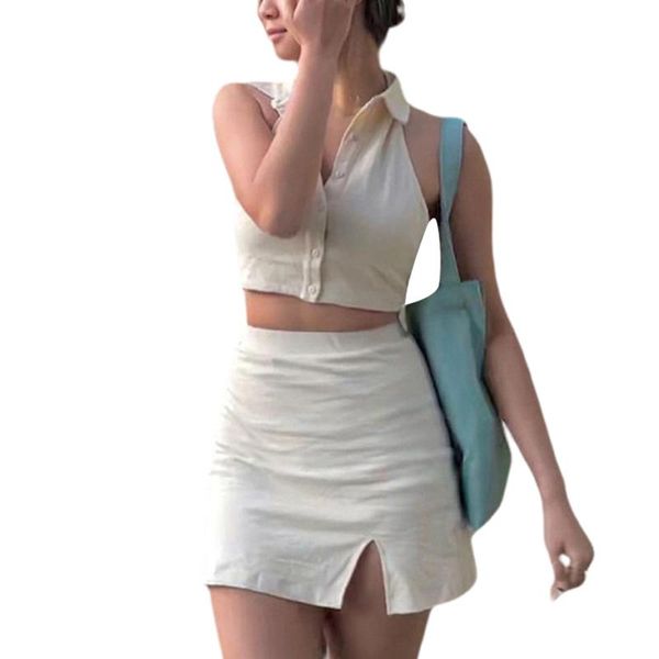 women's tracksuits 2 pcs women solid outfits girls tie-up button down lapel halter vest tank + split skirt female summer casual short s, Gray
women's tracksuits 2 pcs women solid outfits girls tie-up button down lapel halter vest tank + split skirt female summer casual short s, Gray