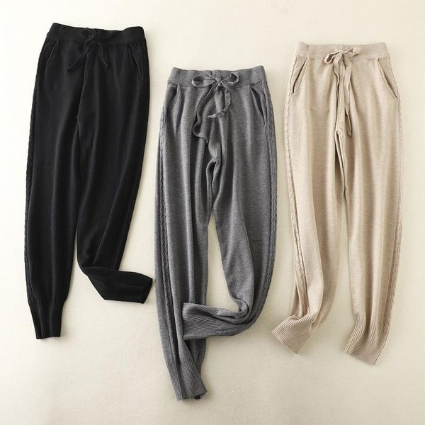 women's pants & capris 2021 women knitted harem spring autumn elastic waist drawstring trousers soft warm sport swear female loose carr, Black;white
women's pants & capris 2021 women knitted harem spring autumn elastic waist drawstring trousers soft warm sport swear female loose carr, Black;white
