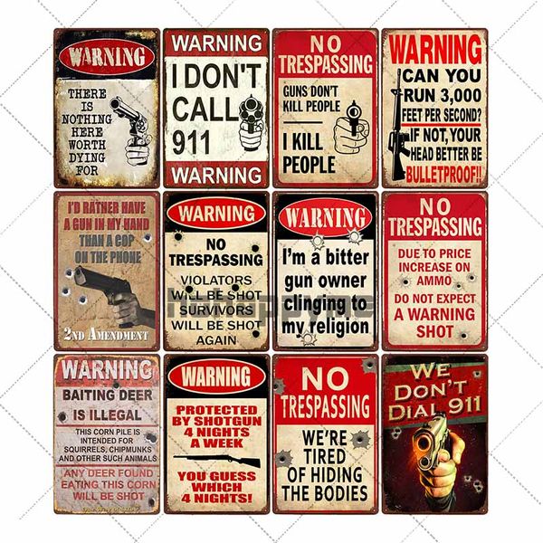 vintage gun warning plaque retro metal tin signs no trespassing poster coffee bar pub club decoration home decor 20x30cm
vintage gun warning plaque retro metal tin signs no trespassing poster coffee bar pub club decoration home decor 20x30cm