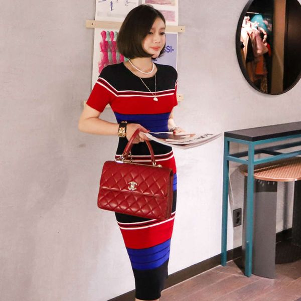casual dresses dress women clothes summer korean style medium length slim knit striped buttock wrapped m8ue, Black;gray
casual dresses dress women clothes summer korean style medium length slim knit striped buttock wrapped m8ue, Black;gray