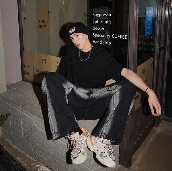 men's jeans godlikeu man harajuku korean tie dry hip hop wide leg street black gothic pants, Blue
men's jeans godlikeu man harajuku korean tie dry hip hop wide leg street black gothic pants, Blue