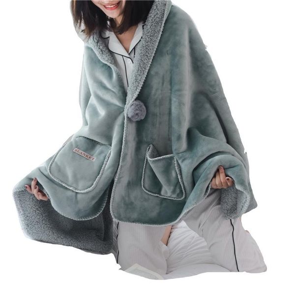 blankets winter creative lazy blanket shawl solid color flannel lamb wool double-layer cloak
blankets winter creative lazy blanket shawl solid color flannel lamb wool double-layer cloak