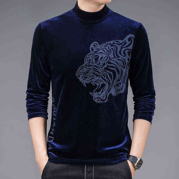 half high collar golden veet long sleeve printed fashion backing t-shirt 21 spring autumn thin men's middle-aged and young, White;black
half high collar golden veet long sleeve printed fashion backing t-shirt 21 spring autumn thin men's middle-aged and young, White;black