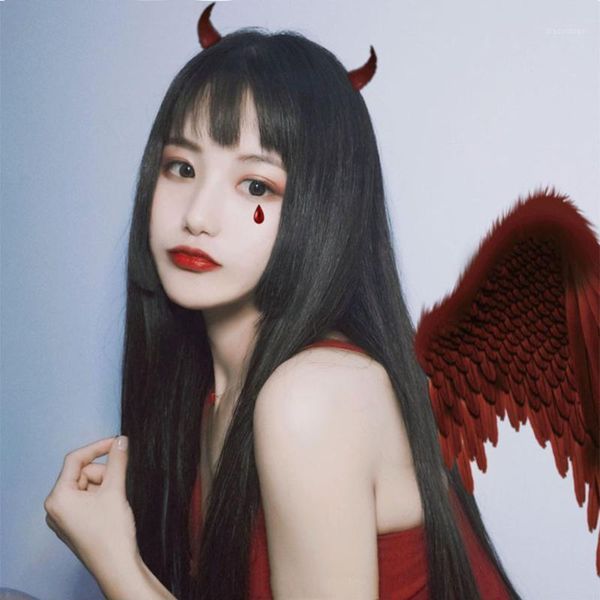 fashion lolita wig halloween long straight cosplay with bangs heat resistant synthetic hair for women1, Black 
fashion lolita wig halloween long straight cosplay with bangs heat resistant synthetic hair for women1, Black