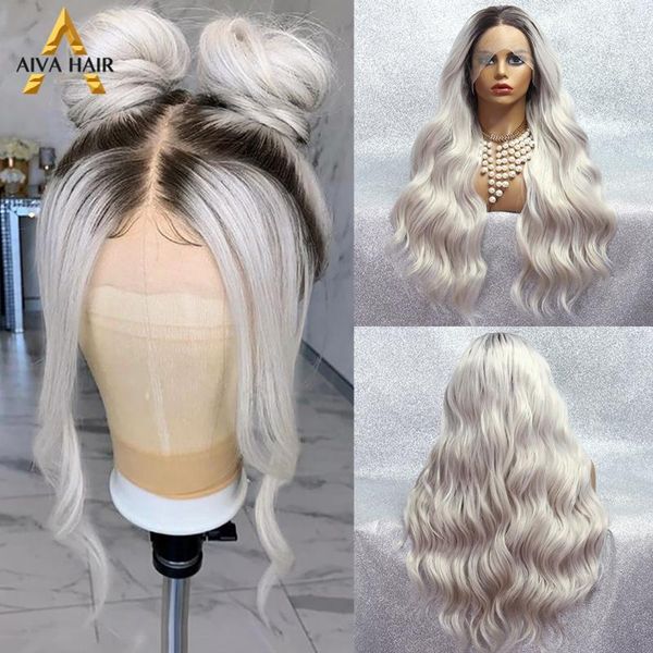 aiva ombre platinum blonde synthetic lace front wig long body wave high temperature fiber cosplay wigs for women, Black
aiva ombre platinum blonde synthetic lace front wig long body wave high temperature fiber cosplay wigs for women, Black