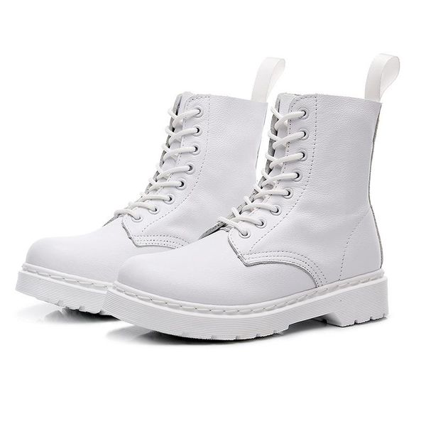 boots heel pure white 8-hole short fashion women's leather round head flat couple british motorcycle, Black
boots heel pure white 8-hole short fashion women's leather round head flat couple british motorcycle, Black