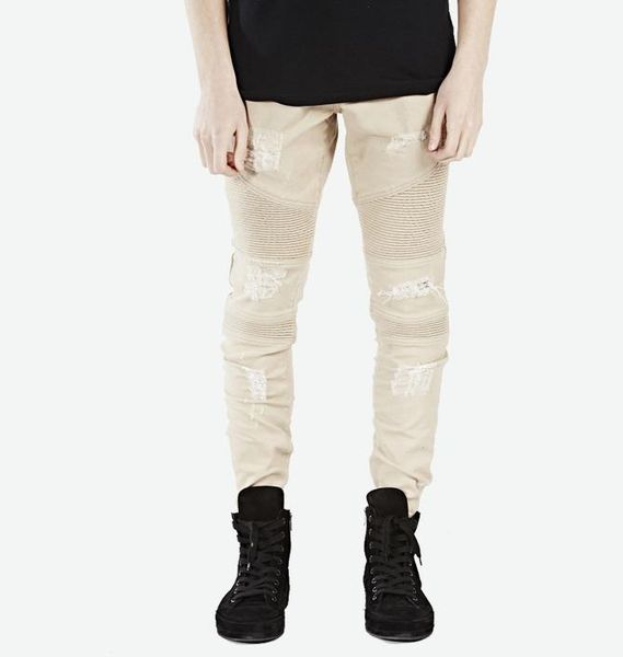 men's jeans fashion locomotive personality pleated slim leggings khaki pierced men size 42, Blue
men's jeans fashion locomotive personality pleated slim leggings khaki pierced men size 42, Blue