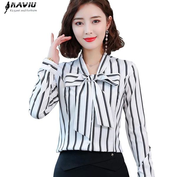 women's blouses & shirts fashion striped long sleeve blouse for women bow tie shirt office lady formal workwear autumn clothes, White
women's blouses & shirts fashion striped long sleeve blouse for women bow tie shirt office lady formal workwear autumn clothes, White