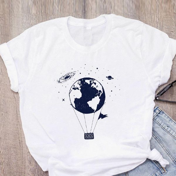 women's t-shirt summer fashion night scene pattern ladies print, White 
women's t-shirt summer fashion night scene pattern ladies print, White