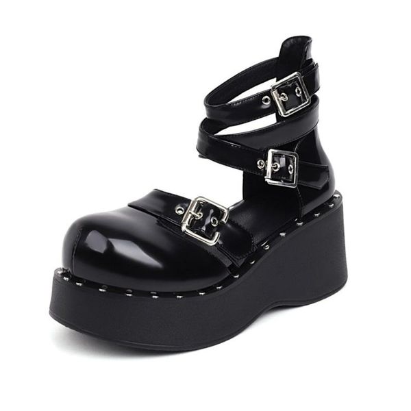 dress shoes women lolita rivet belt buckle round toe sandals platform wedge high heel creepers japanese harajuku dark plus size 3style, Black
dress shoes women lolita rivet belt buckle round toe sandals platform wedge high heel creepers japanese harajuku dark plus size 3style, Black