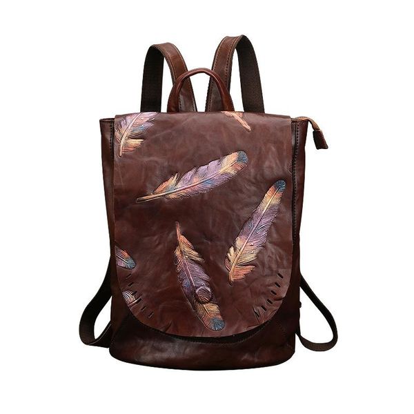 school bags 2021 leather handbag retro embossed women's shoulder baotou bag travel backpack
school bags 2021 leather handbag retro embossed women's shoulder baotou bag travel backpack
