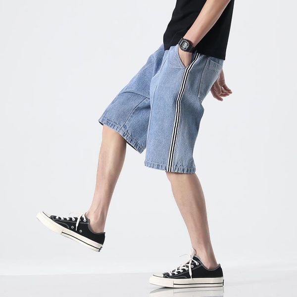 summer jeans shorts mens elastic waist with pocket knee length male casual loose denim for men short m-8xl men's, White;black 
summer jeans shorts mens elastic waist with pocket knee length male casual loose denim for men short m-8xl men's, White;black