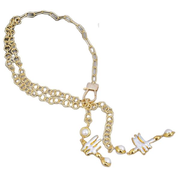 guaiguai jewelry natural freshwater white orm keshi pearl gold color plated lariat chain necklace for women, Silver
guaiguai jewelry natural freshwater white orm keshi pearl gold color plated lariat chain necklace for women, Silver