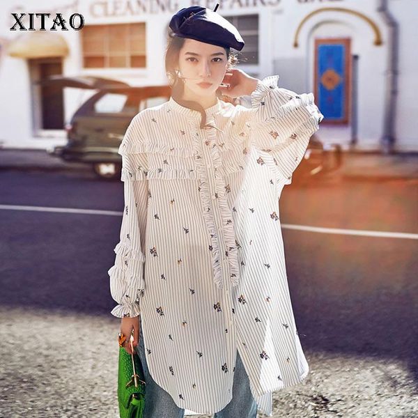 women's blouses & shirts xitao patchwork striped ruffles blouse women 2021 summer casual fashion style temperament all match stand coll, White
women's blouses & shirts xitao patchwork striped ruffles blouse women 2021 summer casual fashion style temperament all match stand coll, White
