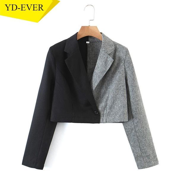 women patchwork crop blazer coat vintage notched collar pocket 2021 fashion female casual chic qb88 women's suits & blazers, White;black
women patchwork crop blazer coat vintage notched collar pocket 2021 fashion female casual chic qb88 women's suits & blazers, White;black