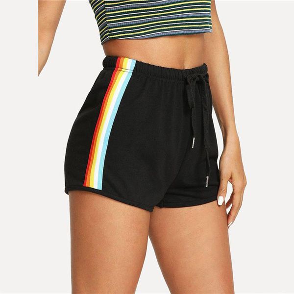 women's shorts rainbow stripe drawstring pocket for daily homewear running gym workout sportswear women streetwear pantalones, White;black
women's shorts rainbow stripe drawstring pocket for daily homewear running gym workout sportswear women streetwear pantalones, White;black