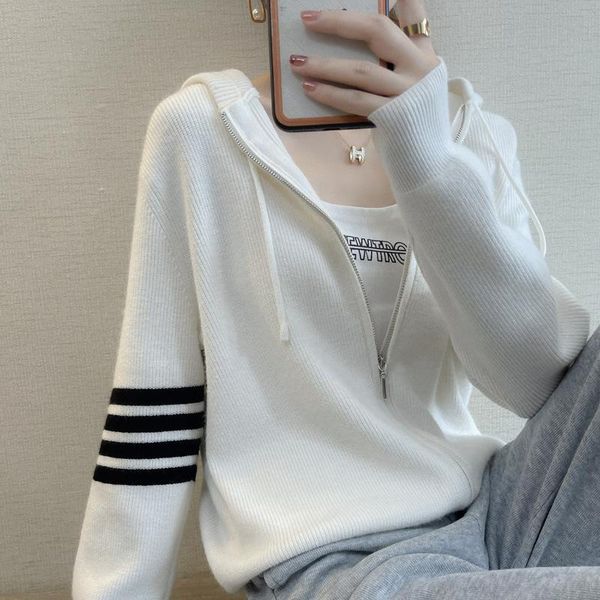 women's jackets autumn and winter clothes zipper cardigan hooded knitted jacket wool small fragrance hoodie women, Black;brown
women's jackets autumn and winter clothes zipper cardigan hooded knitted jacket wool small fragrance hoodie women, Black;brown