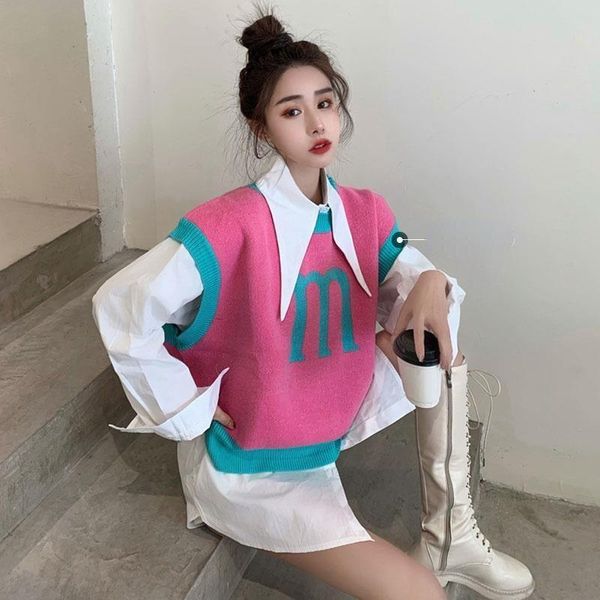 women's vests knitted vest sweaters women street short casual brand cartoon letter pattern o-neck sleeveless 2022 x48, Black;white
women's vests knitted vest sweaters women street short casual brand cartoon letter pattern o-neck sleeveless 2022 x48, Black;white