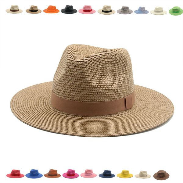 women bucket khaki white ribbon band men straw summer protection panama formal sun hats ombreros de mujer, Blue;gray
women bucket khaki white ribbon band men straw summer protection panama formal sun hats ombreros de mujer, Blue;gray