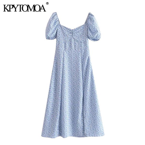 women chic fashion floral print front slit midi dress vintage puff sleeve back elastic female dresses vestidos 210416, Black;gray
women chic fashion floral print front slit midi dress vintage puff sleeve back elastic female dresses vestidos 210416, Black;gray