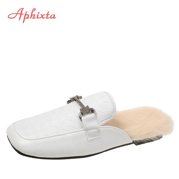 aphixta natural fur mules women slippers shoes woman crystals buckle slides winter warm furry square toe female, Black
aphixta natural fur mules women slippers shoes woman crystals buckle slides winter warm furry square toe female, Black