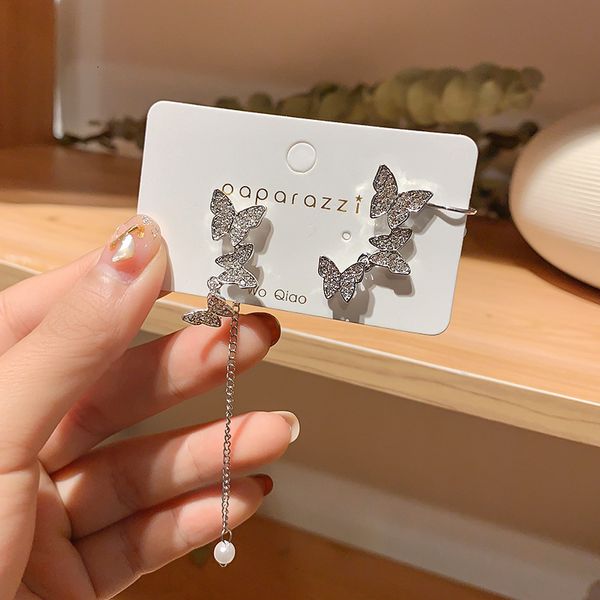 925 silver needle fashion new asymmetric micro inlaid butterfly long style super fairy women's earrings
925 silver needle fashion new asymmetric micro inlaid butterfly long style super fairy women's earrings