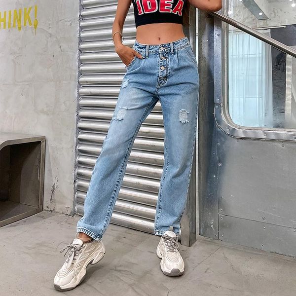 women's jeans summer autumn high waist straight tube ripped cute distressed loose wathet with hole, Blue
women's jeans summer autumn high waist straight tube ripped cute distressed loose wathet with hole, Blue