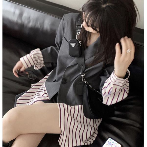 women's suits & blazers liscn 2021 spring and autumn trend suit stitching korean fashion plus size ladies blazer casual jacket, White;black
women's suits & blazers liscn 2021 spring and autumn trend suit stitching korean fashion plus size ladies blazer casual jacket, White;black