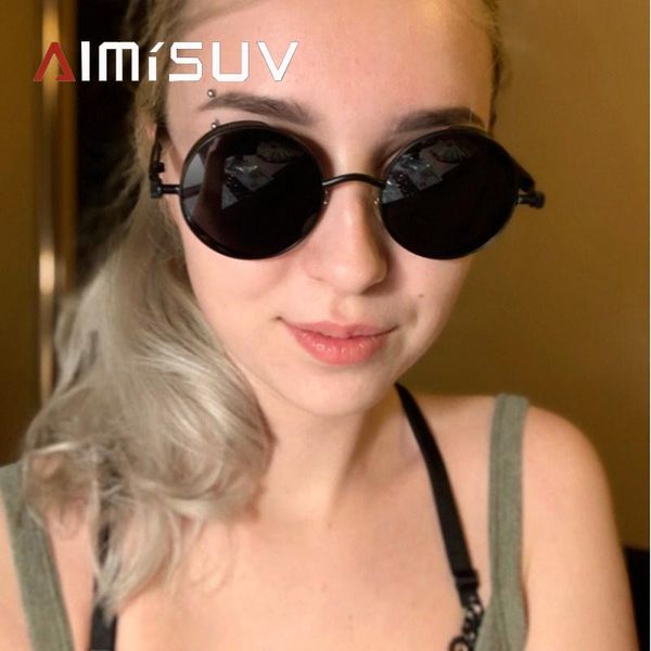 sunglasses aimisuv steampunk women brand fashion round glasses female vintage metal retro uv400, White;black
sunglasses aimisuv steampunk women brand fashion round glasses female vintage metal retro uv400, White;black
