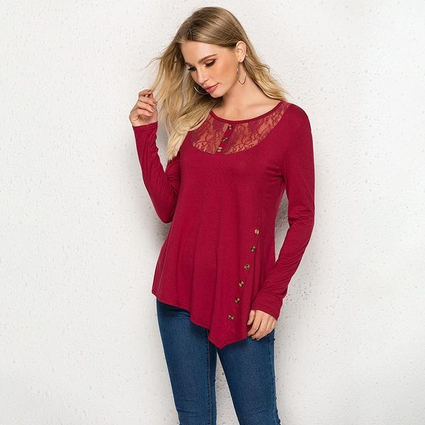 women's t-shirt 2021 summer women long sleeve loose t shirt ladies casual o-neck tees pure color lace patchwork, White
women's t-shirt 2021 summer women long sleeve loose t shirt ladies casual o-neck tees pure color lace patchwork, White