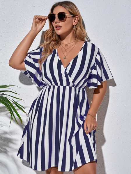 plus size dresses 2021 summer dress women v neck ruffles short sleeve striped print casual high waist mini, Black
plus size dresses 2021 summer dress women v neck ruffles short sleeve striped print casual high waist mini, Black