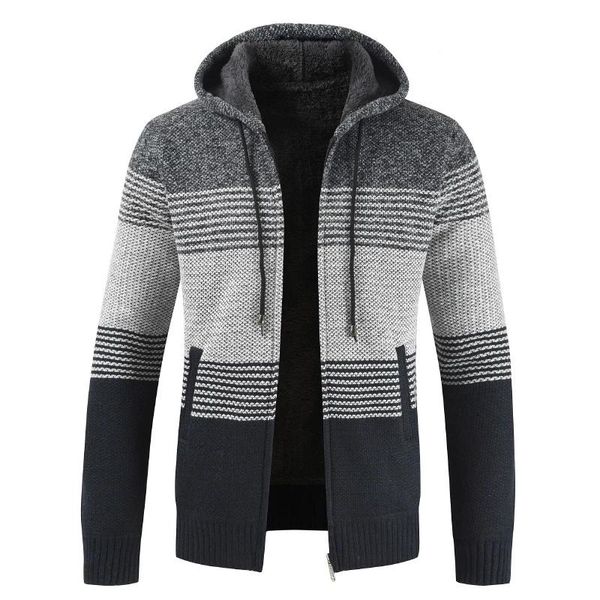 men's sweaters sweater coat men 2021 winter thick warm hooded cardigan jumpers striped wool liner zipper fleece coats, White;black
men's sweaters sweater coat men 2021 winter thick warm hooded cardigan jumpers striped wool liner zipper fleece coats, White;black