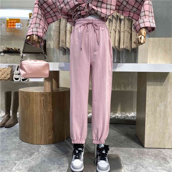 pant niche design sweet-colored cord elastic waistband sweatpants high waist thin pants, White
pant niche design sweet-colored cord elastic waistband sweatpants high waist thin pants, White